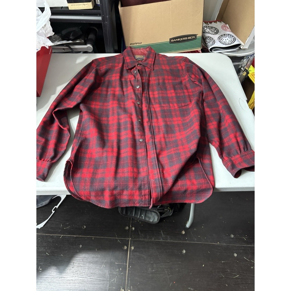 Vintage Pendleton Pure Virgin Wool Shadow Plaid Flannel Shirt Women's M